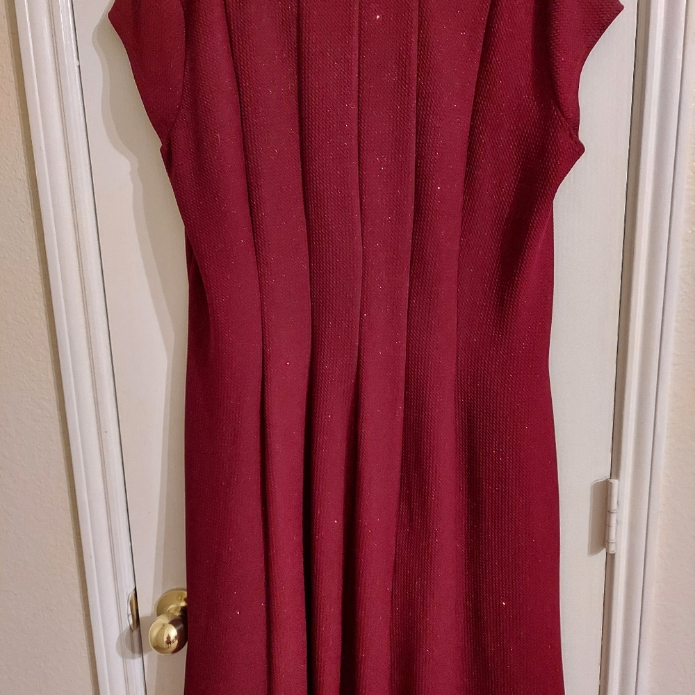 Burgundy Dress with Flare Skirt